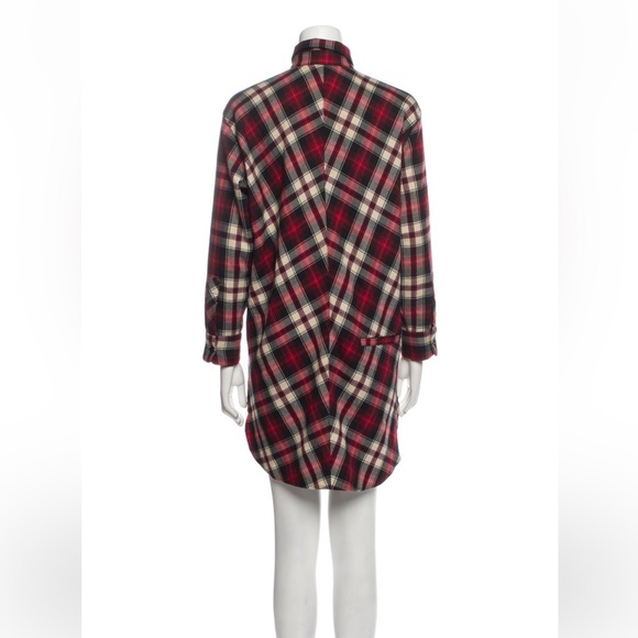 Maje Red Plaid Long Sleeve Shirt Dress - Picture 5 of 16
